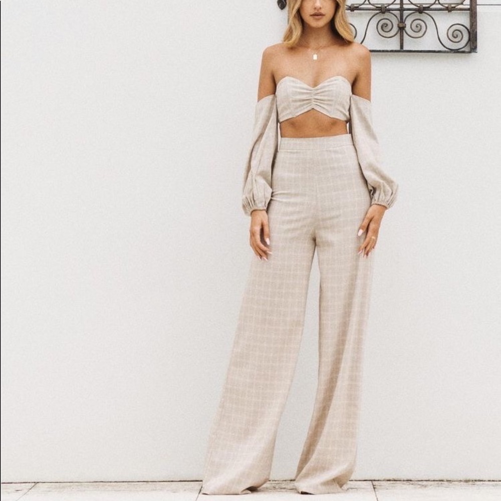 Princess Polly Cream Off-Shoulder Top